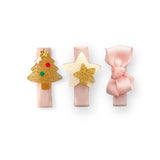 Tree Star Glitter Gold and Fabric Bow Baby Hair Clip