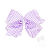 King Gingham-Printed Grosgrain Girls Hair Bow With Moonstitch Edge - Lavender