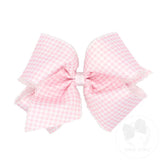 King Gingham-Printed Grosgrain Girls Hair Bow With Moonstitch Edge - Light Pink