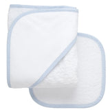 Blue Small Check Trim Hooded Towel & Washcloth Set
