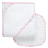 Big Check Trim Hooded Towel & Washcloth Set, Pink