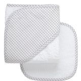 Gray Big Check Hooded Towel & Washcloth Set