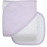 Lilac Seersucker Stripe Hooded Towel & Washcloth Set