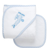 Airplane Applique Hooded Towel & Washcloth Set