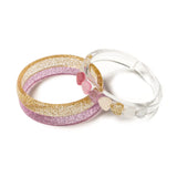 Lilies and Roses Hearts Pearl Shades Gold Pink Glitter Bangles (Set of 3)