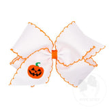 King Moonstitch Hair Bow with Embroidered Jack O'Lantern