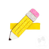 Layered Glitter School-themed Girls Apple Hair Clip