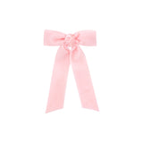 Tiny Velvet Bowtie with Knot Wrap and Streamer Tails - Light Pink