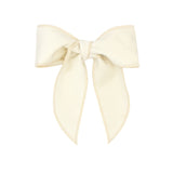 Medium Velvet Bowtie with Twisted Wrap and Whimsy Tails - Antique White