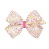 Medium Colorful Confetti Printed Sequin Grosgrain Hair Bow