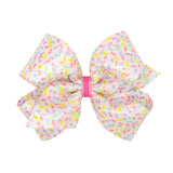 King Colorful Confetti Printed Sequin Grosgrain Hair Bow