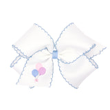 King Grosgrain Hair Bow with Moonstitch Edge and Birthday Girl Embroidery