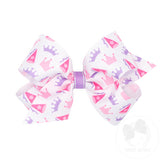 Medium Princess and Dance-Inspired Crown Printed Grosgrain Hair Bow