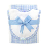 Blue Small Check Drooler Bib & Burp Set