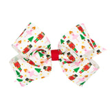 Medium Holiday-themed Grosgrain Hair Bow - Nutcracker