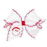 Medium Grosgrain Hair bow with Moonstitch Edge Holiday-themed Embroidery