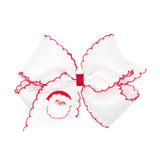 King Grosgrain Hair bow with Moonstitch Edge Holiday-themed Embroidery