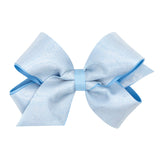 Medium Mirror Dot and Grosgrain Overlay Hair Bow - Blue