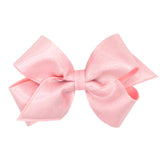 Medium Mirror Dot and Grosgrain Overlay Hair Bow - Light Pink