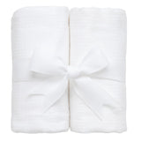 White Seersucker Stripe Set of Two Burps