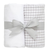 Set of Two Burps, Gray & White Seersucker