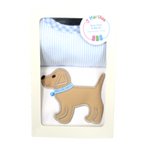 Blue Lab Puppy Bib & Burp Box Set