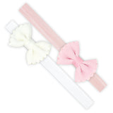 Two Tiny Soft Textured Butterfly Hair Bows on Matching Elastic Band