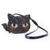 Cat's Meow Black Chunky Glitter Kitty Purse