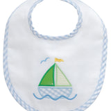 Sailboat Applique Basic Bib, Blue