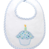 Cupcake Applique Basic Bib Blue