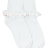 Cluny and Satin Lace Turn Cuff Pink/white socks
