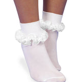 Socks Smooth Toe Sheer Ribbon Tutu Lace Turn Cuff Socks 1 Pair