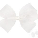 Medium Classic Organza Single Hair Bow, White