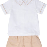 John Linen White Cross Short Set