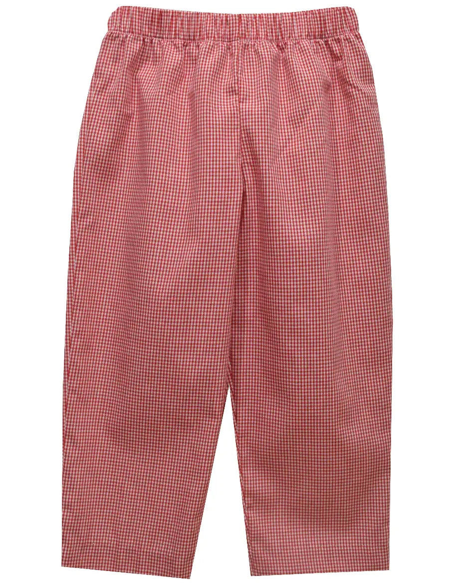 Boys Gingham Pull on Pants