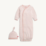 Pink Stripe Organic Cotton Gown & Hat Set NB-3M