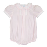 Girls Vintage Scalloped Collar Romper Pink/ White