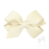 Medium Grosgrain Hair Bow with Scalloped Edge Faux Velvet Overlay