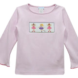 Ballerinas Smocked Pink Knit Long Bell Sleeve