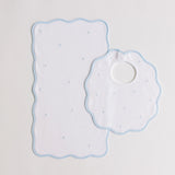 Bib & Burp Set, Blue Embroidered Dots
