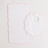 Bib & Burp Set, Pink Embroidered Dots