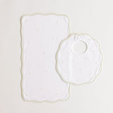 Bib & Burp Set, Ecru Embroidered Dots