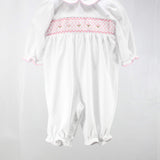White and Pink Geometric Claire Romper