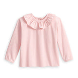 Pink Candy Stripe Ruffled Jersey Blouse