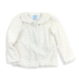 Scalloped Collar Gretchen Coat, Ivory Faux Fur