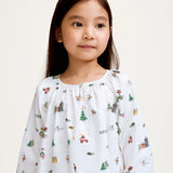 Girl's Twill Delphine Nightgown in Holiday Town