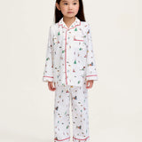 Kid's Twill Pajama Set in Holiday Town