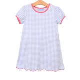 Cecilia Dress - Light Blue Gingham/ Pink