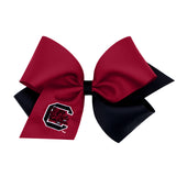 King Two-tone Grosgrain Hair Bow with Embroidered Collegiate Logo