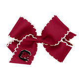 Medium Grosgrain Hair Bow with Moonstitch Edge and Embroidered Collegiate Logo